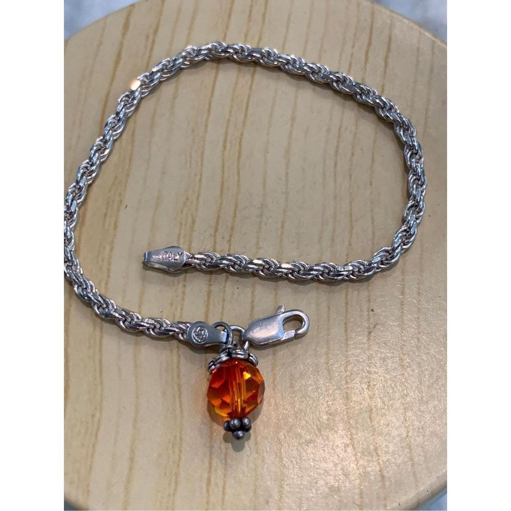 .925 Sterling Silver Rope Bracelet with Austria Crystal - Picture 2 of 2